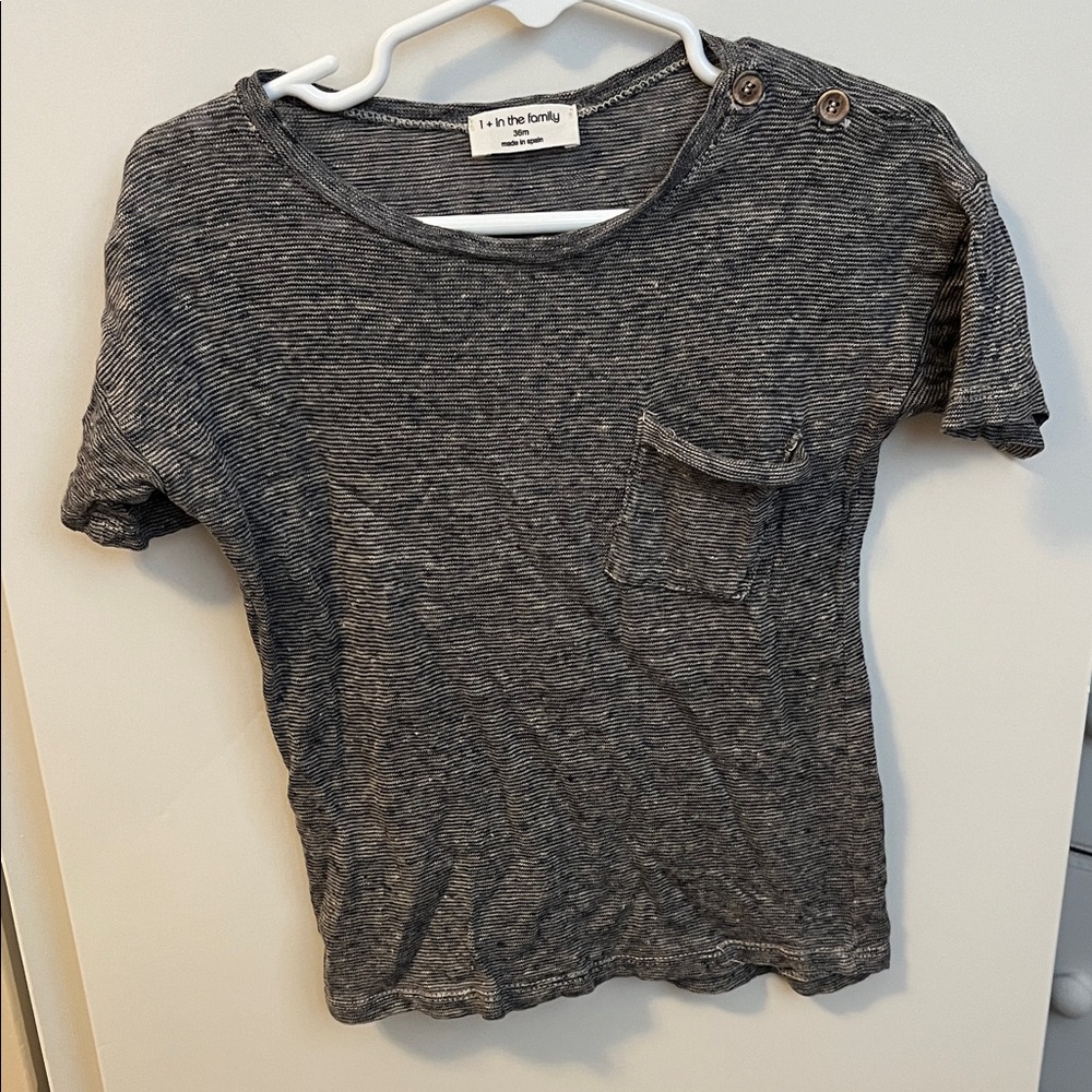 Gray Striped Kids Short Sleeve Tee